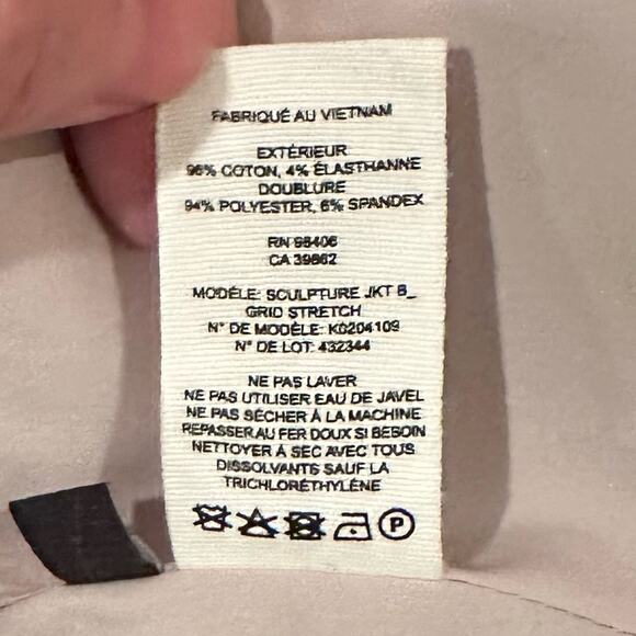 Theory Sculpture Grid Stretch Printed Zip Jacket Ivory Multi Tan NWT 00 Designer - Picture 14 of 16